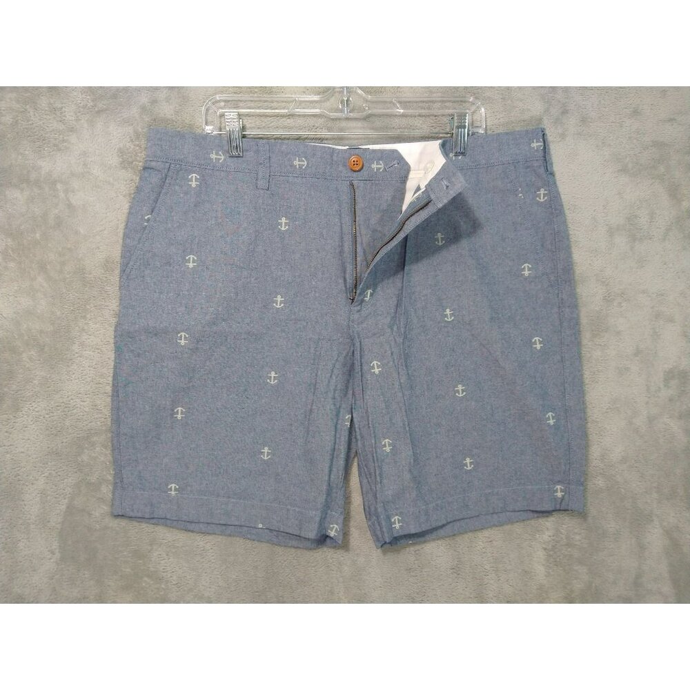 J Crew Shorts Mens 38 Blue Gramercy Chambray Anchor Nautical Preppy Coastal